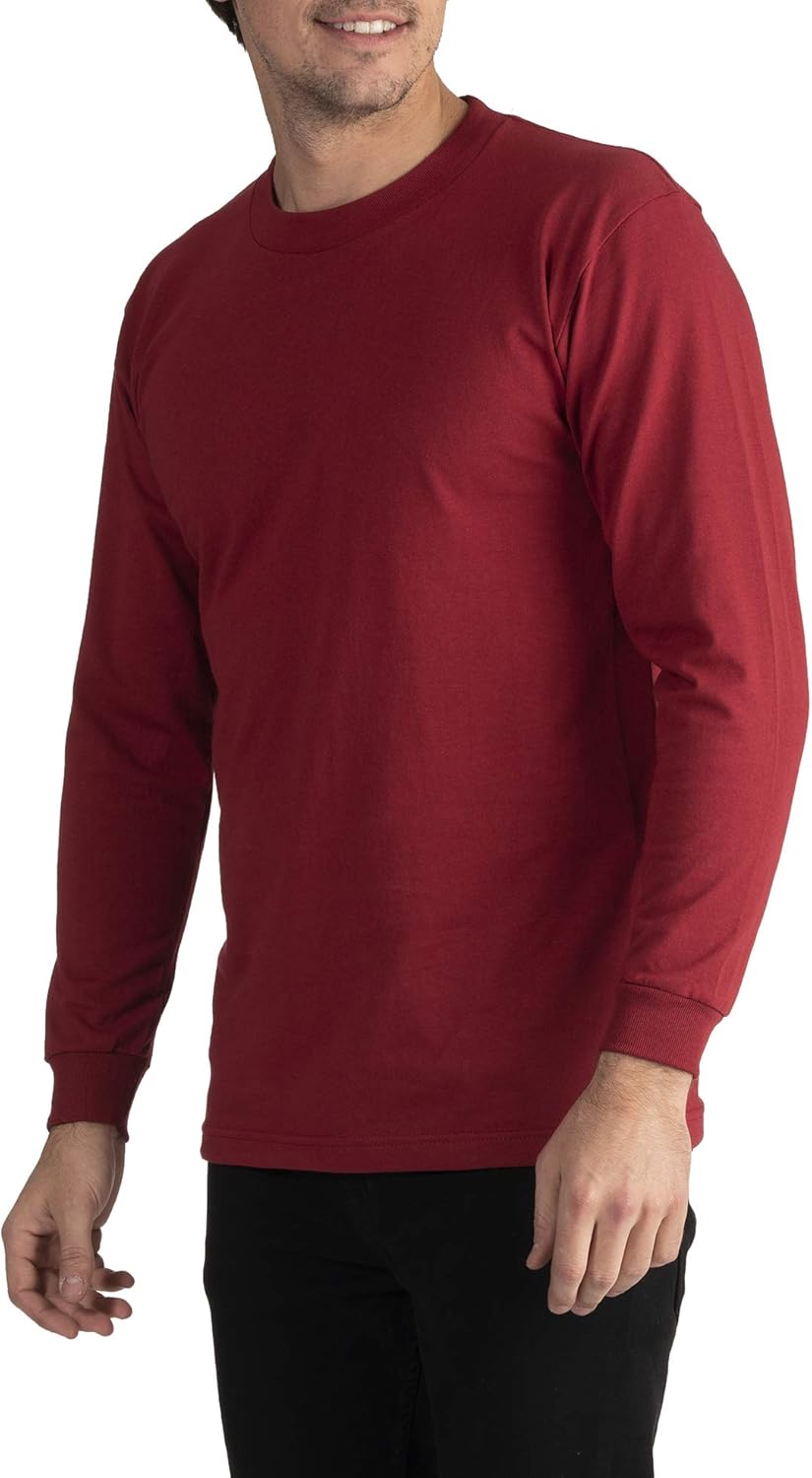 Pro Club Men's Comfort Cotton Long Sleeve T-Shirt, Burgundy, Large - Image 4