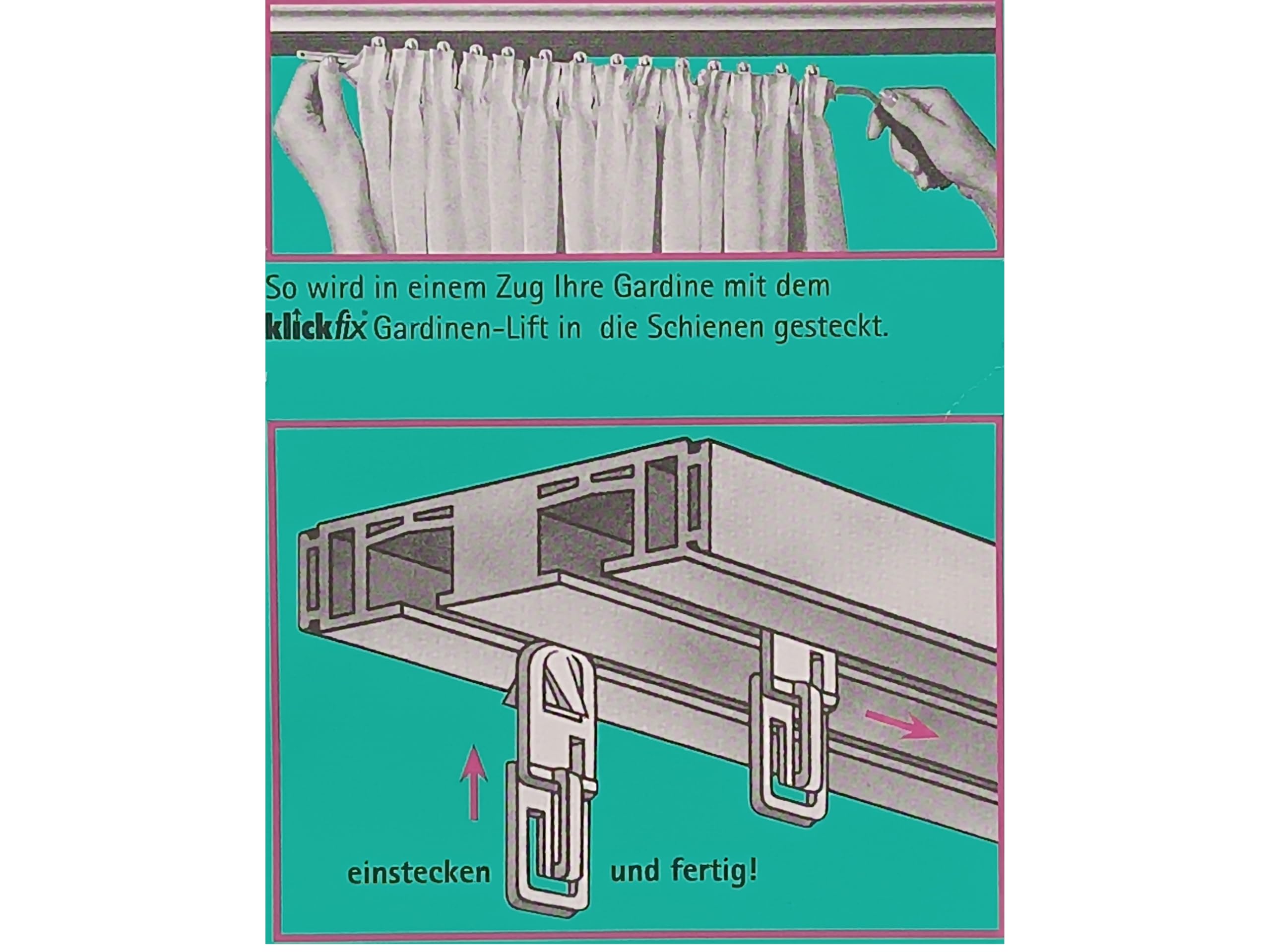 Klickfix® 200 Gardinengleiter für Gardinenschienen & Vorhangschienen - Original Klickgleiter - Gardinenhaken - Vorhang Haken - Gardinenringe - Vorhangringe - Faltengleiter (200 Stück)