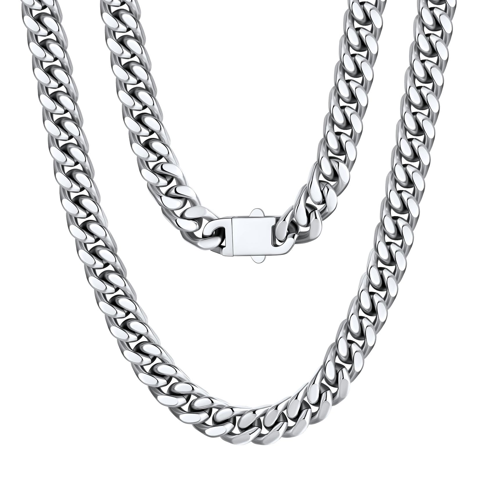 U7 Collar de Cadena Cubana Miami Curb 5/7/9/12mm Collar Cubana Hombre Cadena Eslabones Acero Inoxidable Plateado/Dorado/Negro Cadena Cubana Hombre Hip Hop Longitud 46-76cm