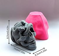 Vista 2 de Molde de jabón de vela de silicona con calavera de serpiente, moldes de caramelo de chocolate, moldes de arcilla de resina de yeso