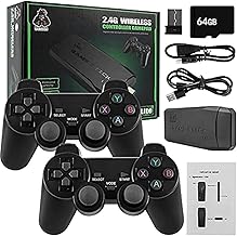 Wireless Retro Game Console with Two 2.4G Wireless Controllers,4K Smart Video Game TV Stick Plug & Play Video Game Stick Built in 3500/10000+ Games,9 Classic Emulators High Definition HDMI (64G)