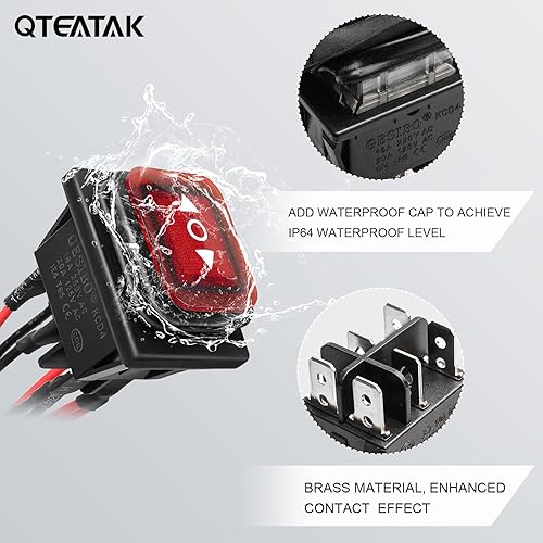 Miniatura 9 de QTEATAK Interruptores DPST ACDC 20A-125V, 16A-250V, 30A-24V, 35A-12V, IP66 impermeable de encendido y apagado, relleno de pegamento impermeable,