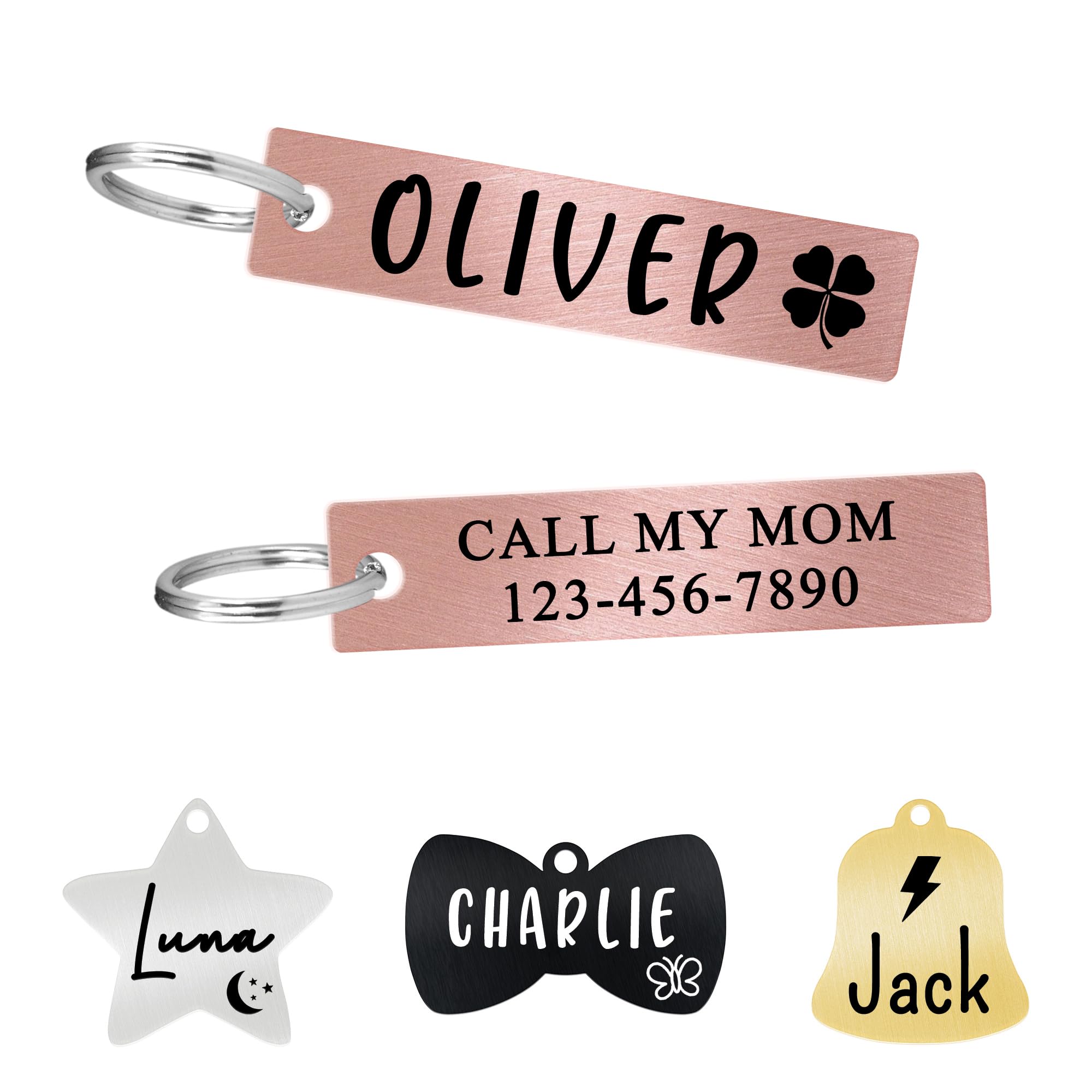 Ultra Joys Personalized Cat Collar Name Tag Small Pet ID Tags for Cats - Customized Mini Cute Dog Cat ID Tag - Bothside Engravable Lightweight Durable