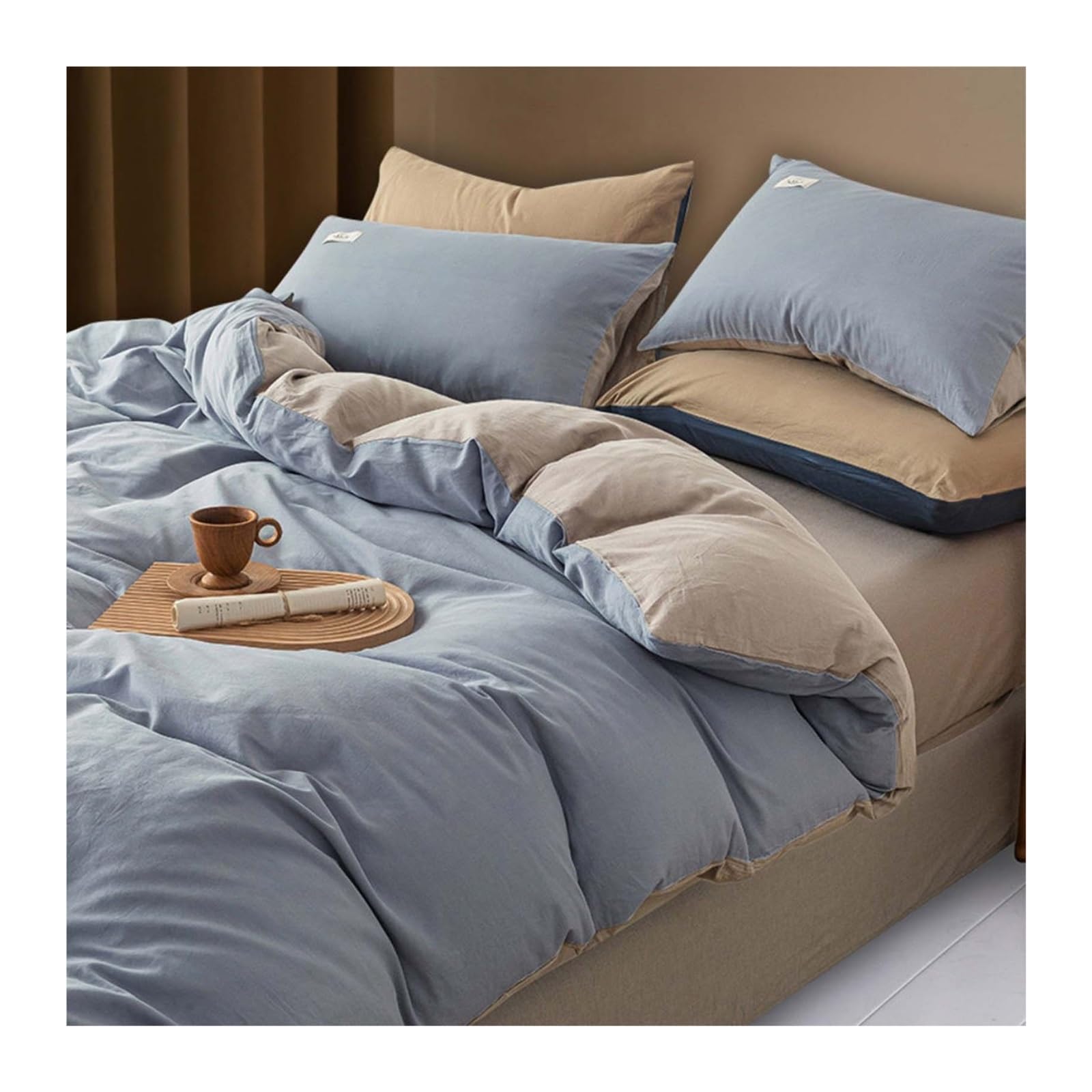 Housse de couette lit simple 1.2m coton zippée ensemble 3 pièces