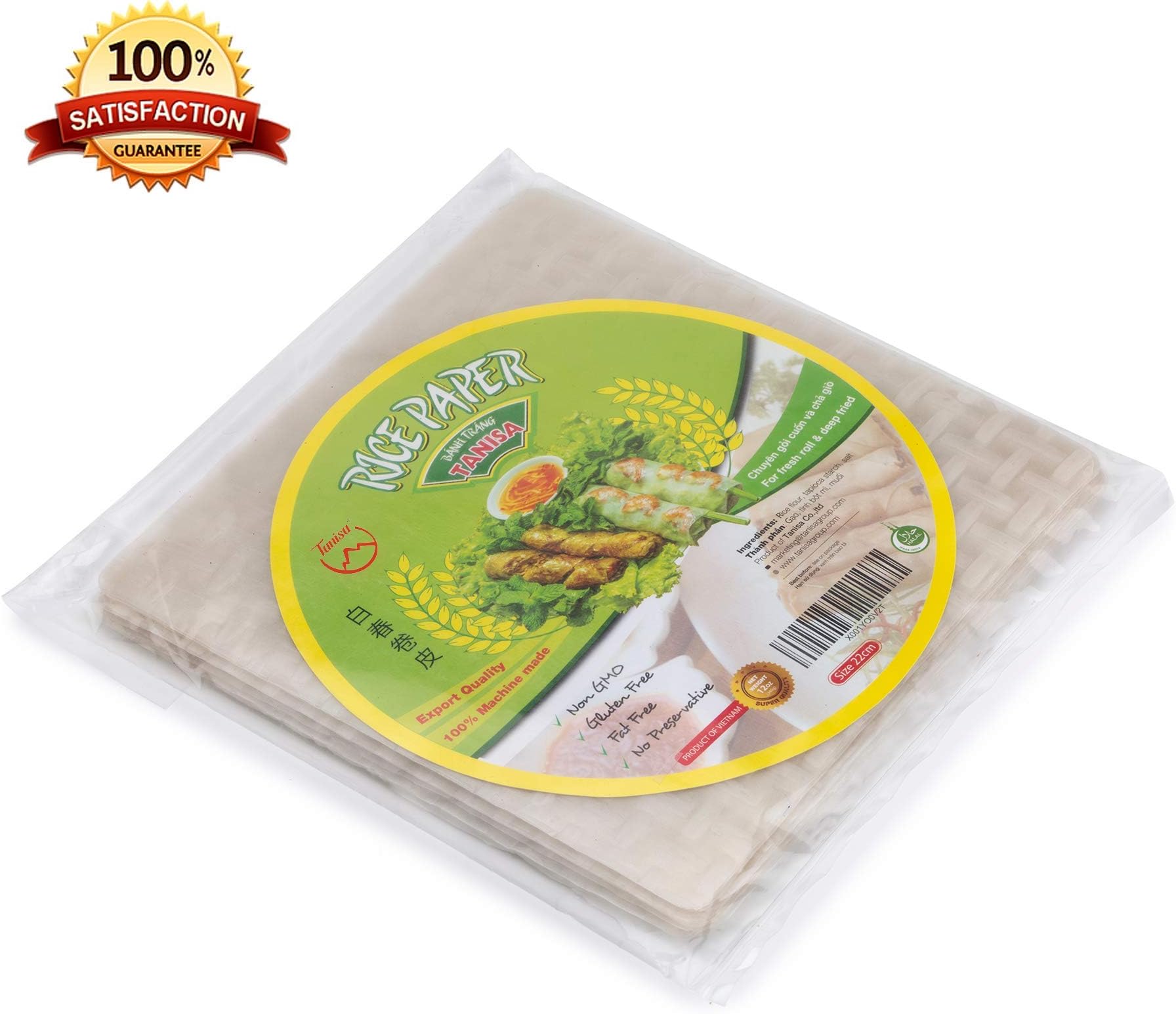 Tanisa Spring Roll Rice Paper Wrapper for Fresh Roll & Deep Fried(22cm, Square, 12 Oz/pack)