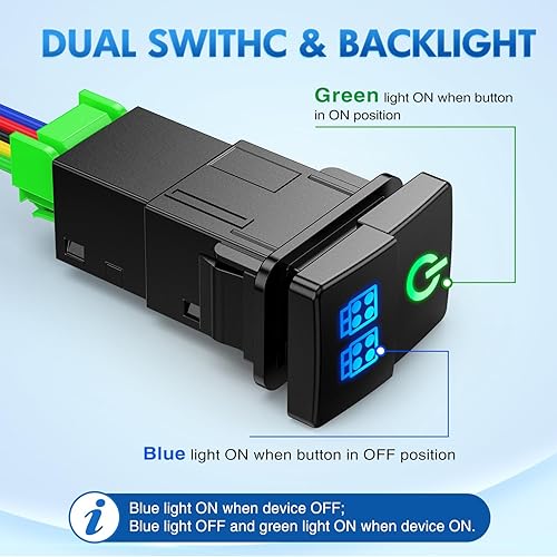 Miniatura 108 de Nilight Interruptor de botón de encendido y apagado de 12 V con kit de cable conector, 1.28 x 0.87 pulgadas, repuesto para Toyota Sequoia Highlander