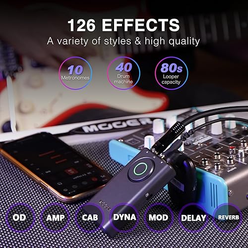 Miniatura 37 de MOOER Prime P1 - Amplificador de auriculares con procesador multiefectos, pedales de bajo con 126 efectos, afinador, amplificador, metrónomo