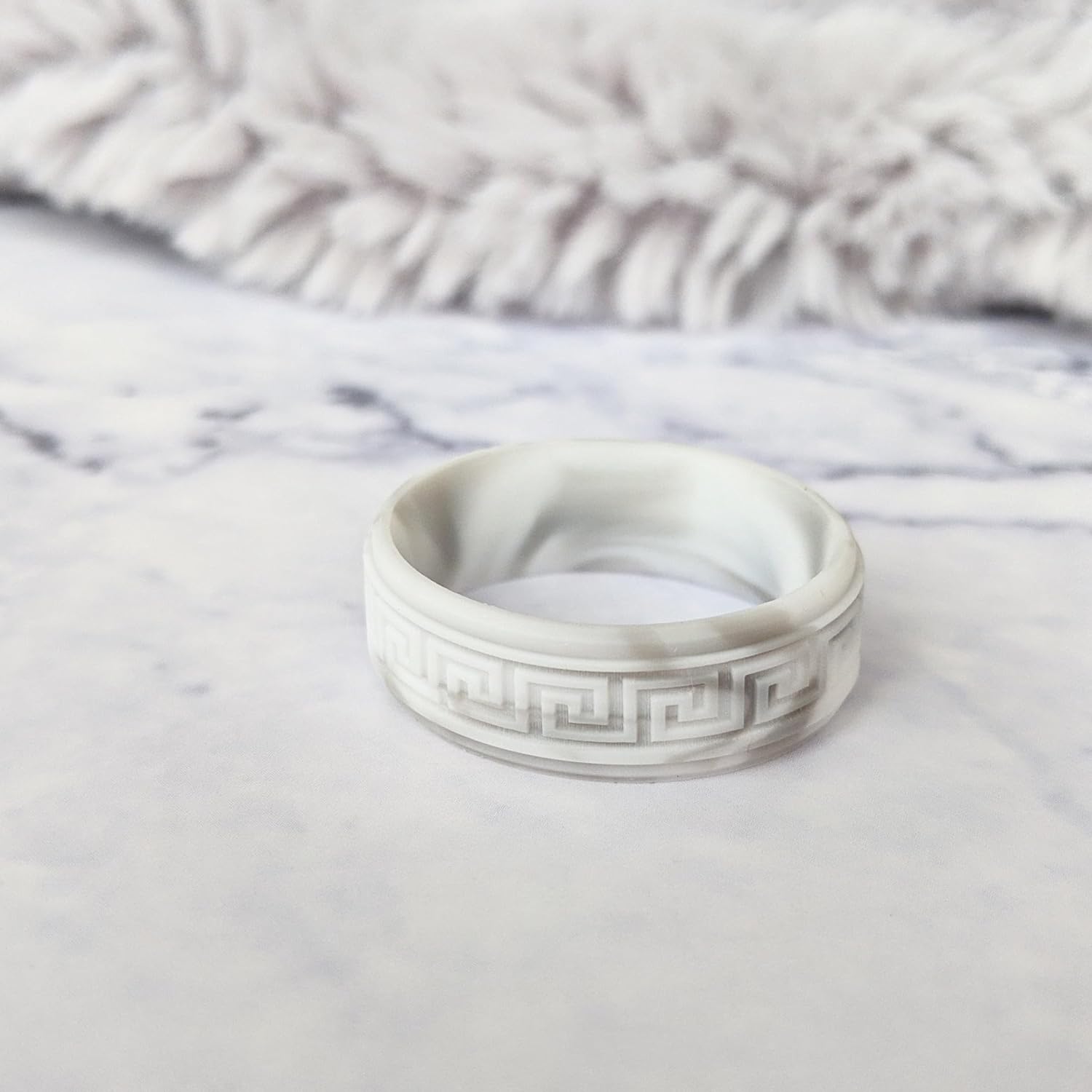 Knot Theory Greek Silicone Ring for Men - Breathable Comfort Fit 8mm Bandwidth