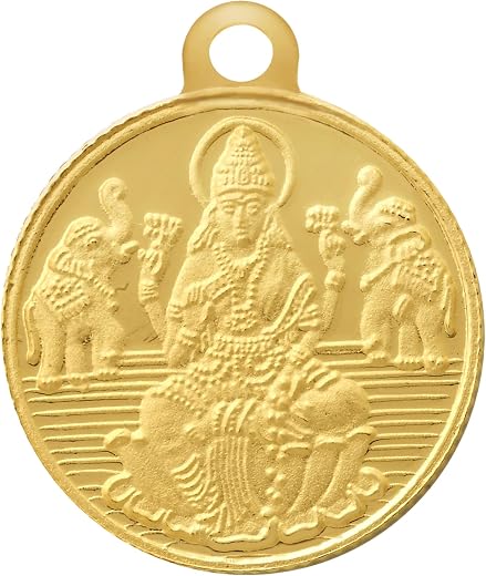 Bangalore Refinery 2 Gram Round Lakshmi 24k (999) Gold Pendant (without hook)