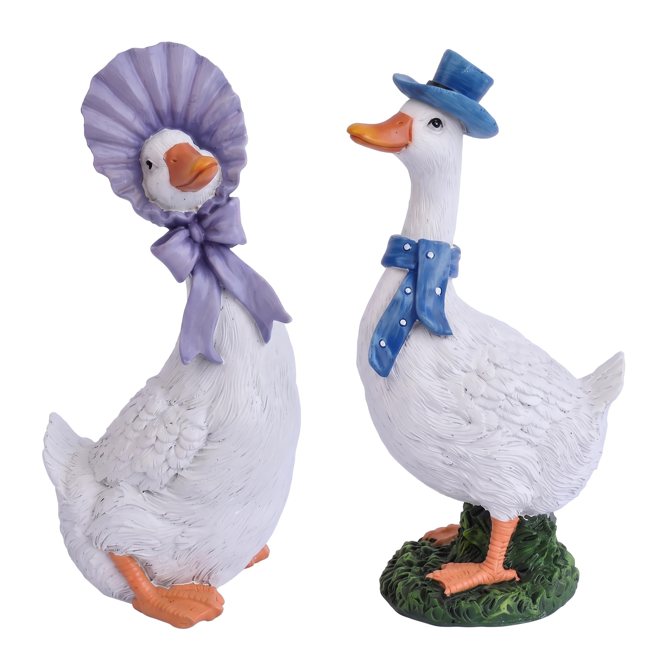 Striegro Duck Figurines Set of 2 Resin Lawn Ornaments White