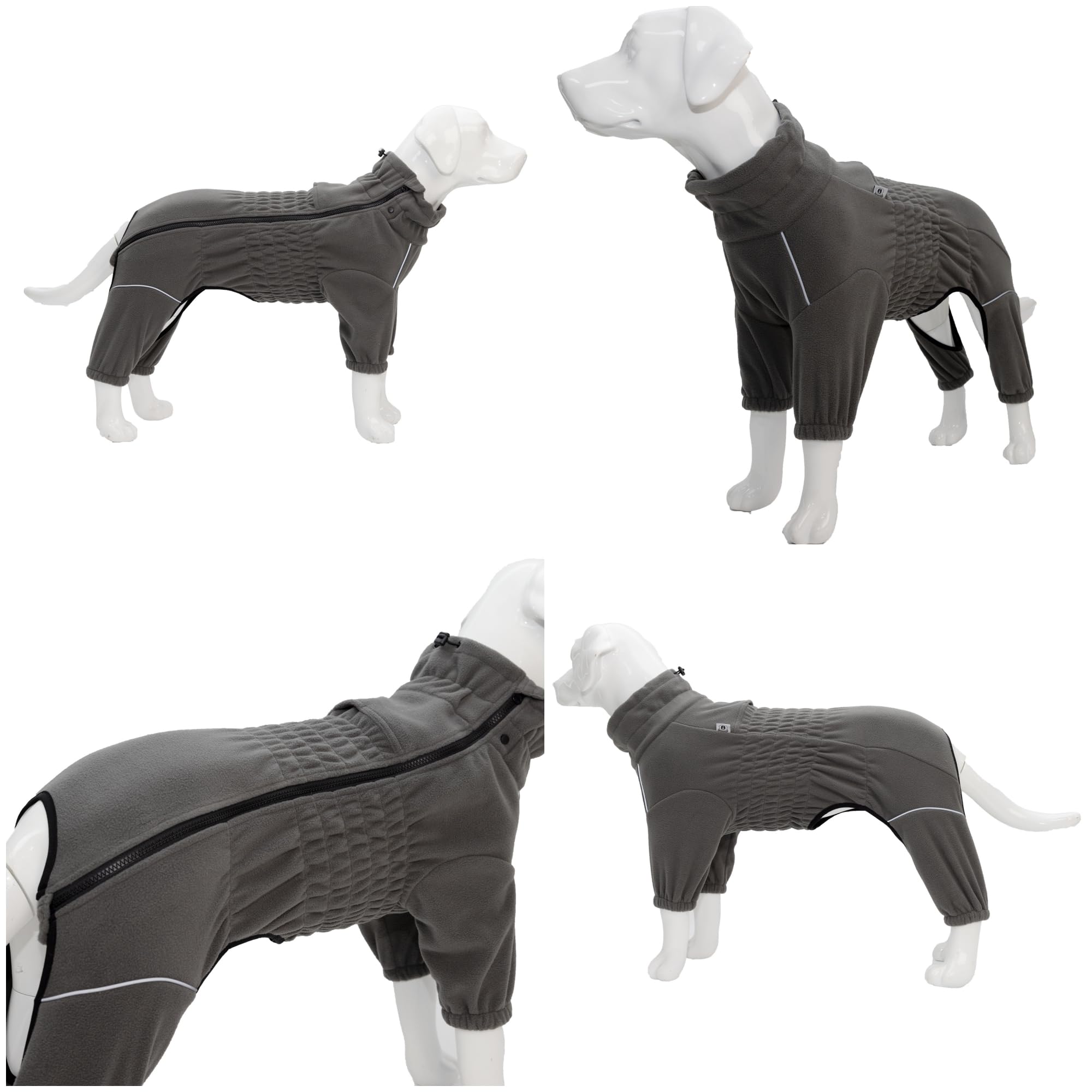 Warm Drakgray Dog Coat, Windproof Fleece Jacket for Small to Large Dogs Zippered Closure, Outdoor Winter Coat - Image 4