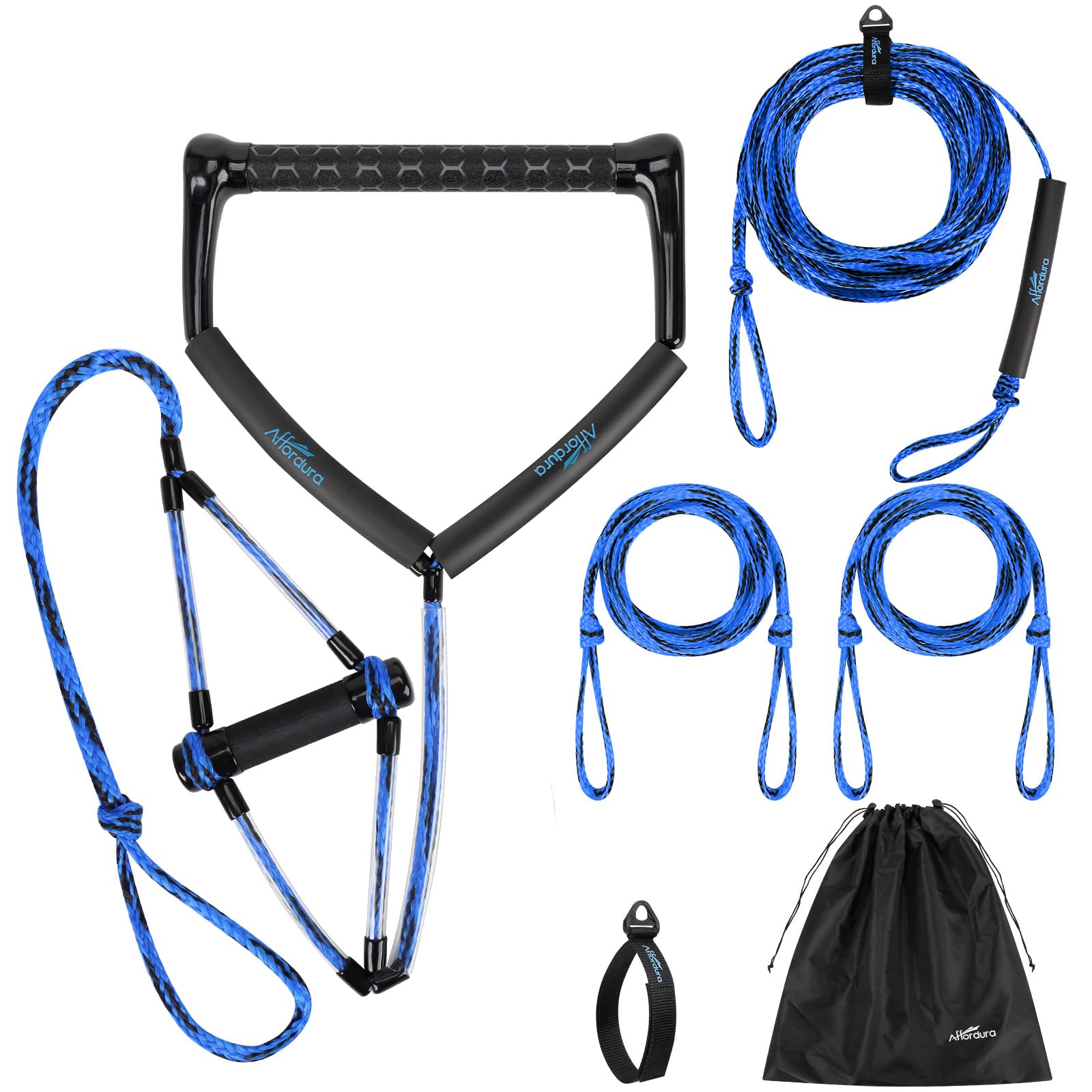 Affordura Wakeboard Rope with Dual Handles, 75 FT 4-Section