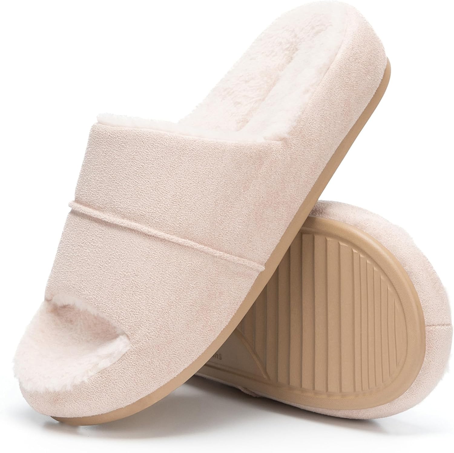 Chantomoo Womens Mens Slippers Memory Foam Slippers for Women and Men Fuzzy Plush Comfy Faux Fur Lined Suede Upper Gift Slippers