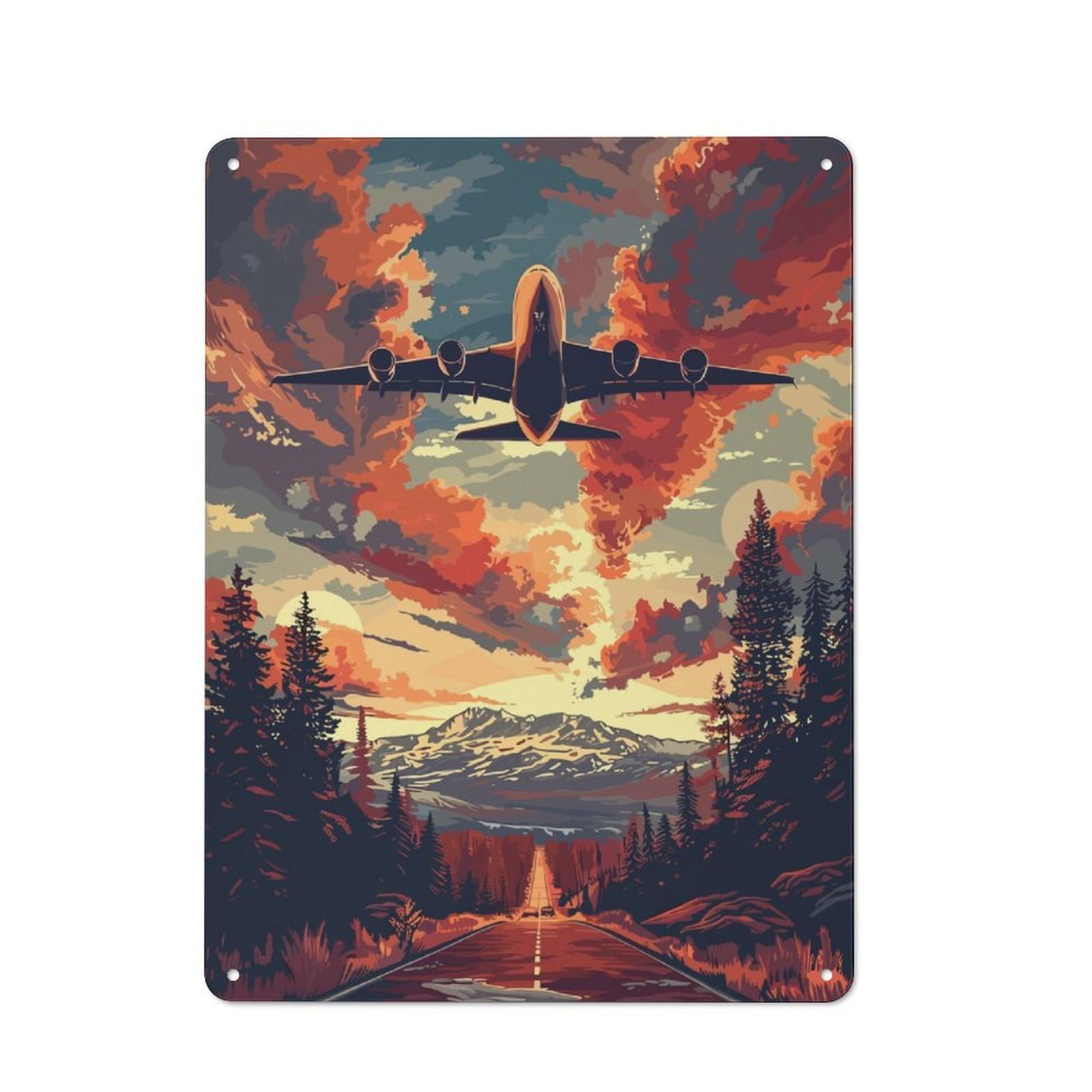 Junmoney A380 Plane Sky Vector Art Metal Sign 40X30cm With For Home Bar Wall, Rustic Decor, For Collectors Decorating Home Bars And Entertaining Spaces