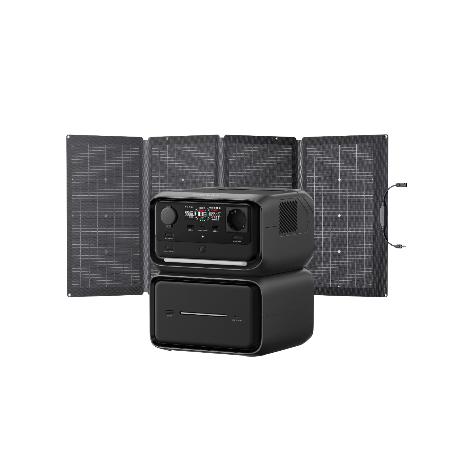 Ef Ecoflow Green/Light/Dark Ecoflow River 3 Max Plus Portable Power Station & 220W Solar Panel, 858Wh Lfp Battery, Up To 1200W Output, Wireless Connection, Solar Generator For Outdoor, Camping, Rv