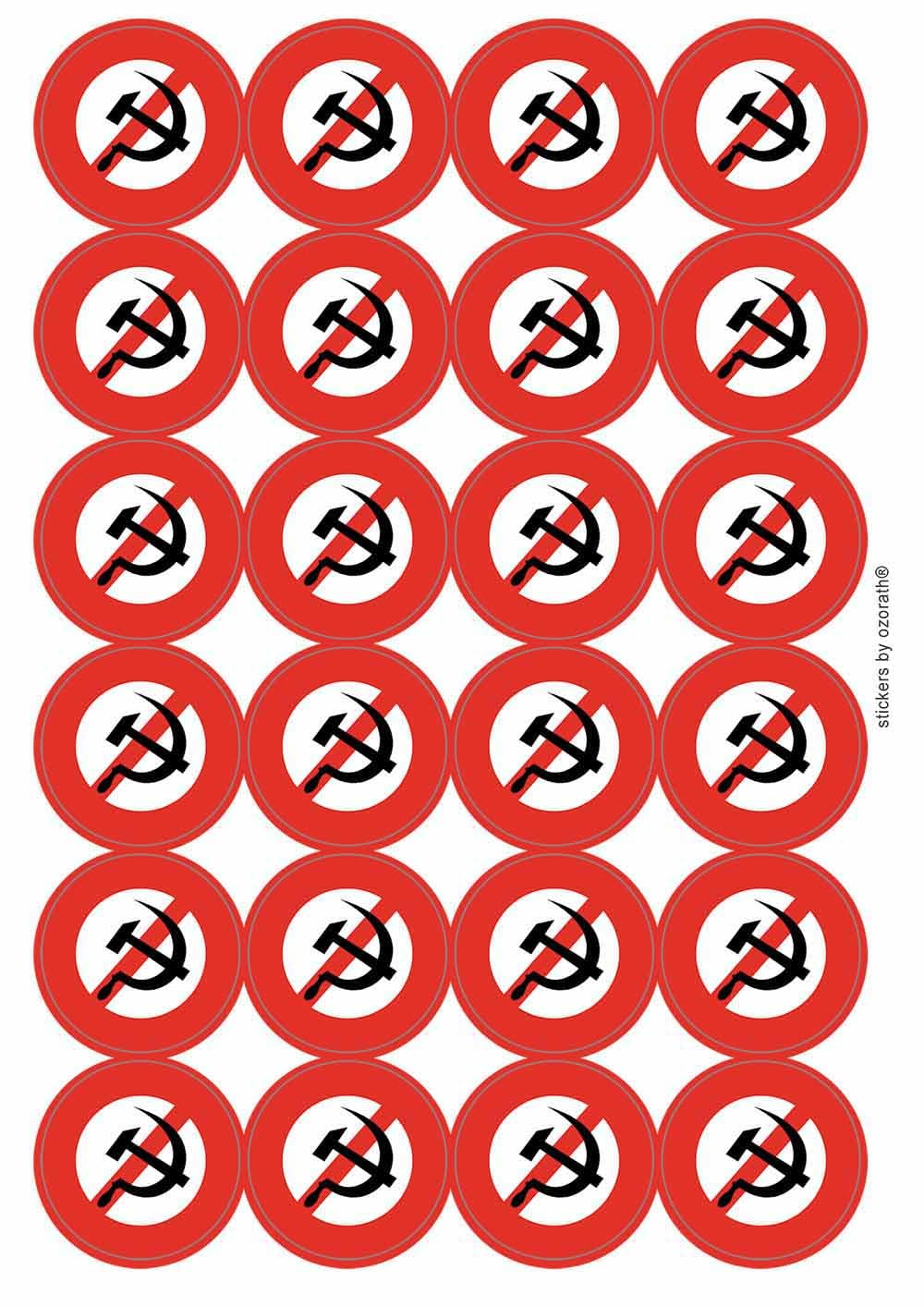 Anti Communist Tory Conservative Circular Matt Paper Stickers A4 Sheet of 24 (Each Sticker is 45mm Diameter)