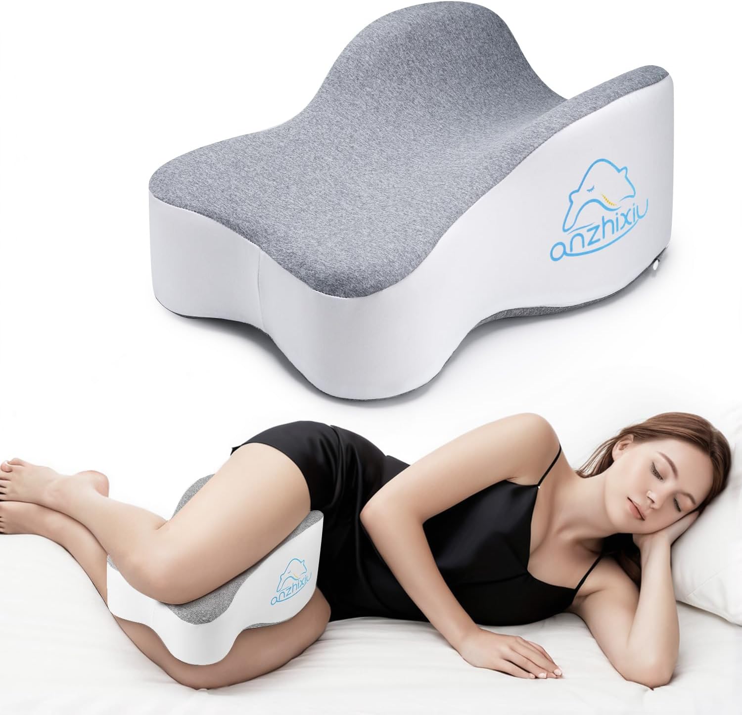Long Knee Pillow for Side Sleeper Fully Support Thighs and Knees for Sciatica, Back, HIPS, Knees, Joints Pain Relief - Leg Pillow for Sleeping Between Legs Aligns Spine & Relieves Pressure-Large,Gray