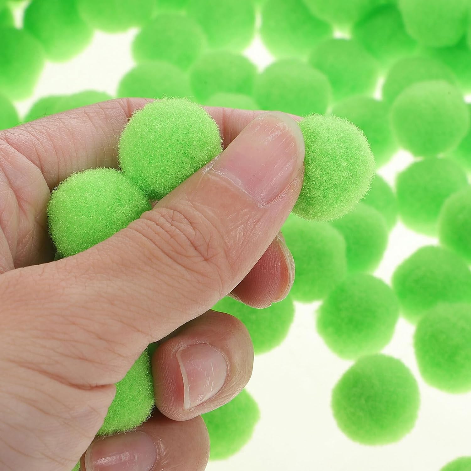 TOKIDNY 1500pcs Green Pom Poms for Crafts and DIY Arts Projects 1cm Soft Fuzzy Balls for Hobby Supplies Decorative Puff Balls for Hats Keychains Party Decorations