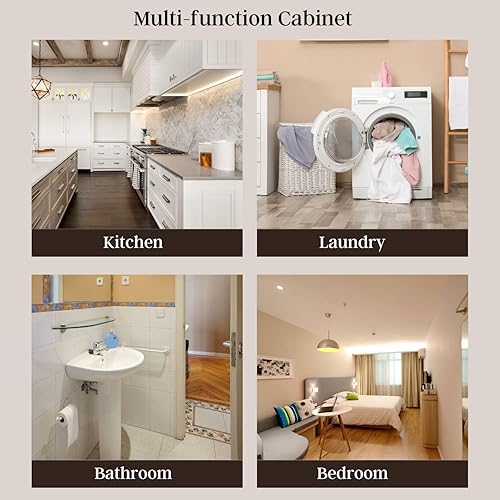 Miniatura 7 de Gabinete de almacenamiento de madera de 50.3 pulgadas de alto con estante abierto, estante para copas de vino y gabinete para sala de estar,