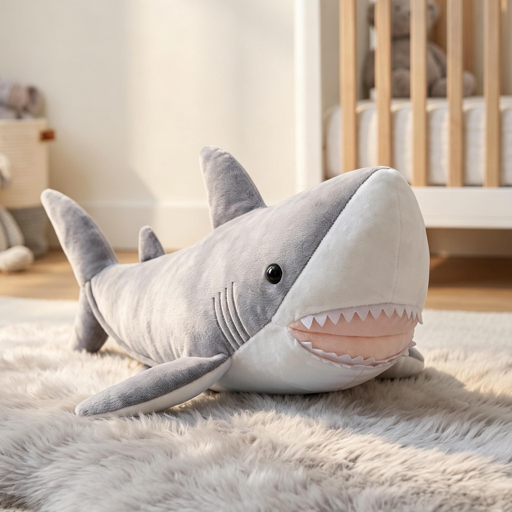 Jouet en Peluche lesté Requin Animal Micro-ondable Mignon Super Doux Oreiller Poupée de Compagnie Chaud ou Froid Cadeau pour Tous Les âges Enfants Adolescents et Adultes 75cm 4,4 LB