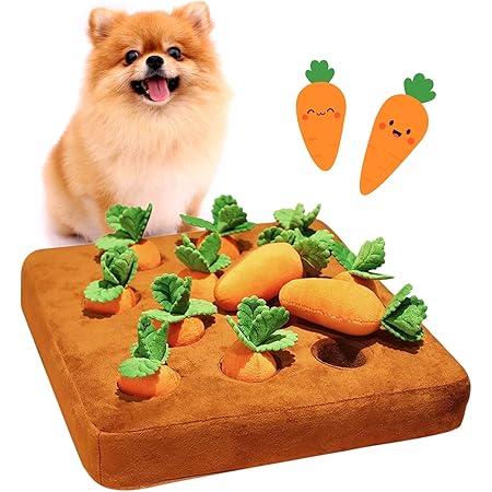 Amazon 犬 おもちゃ にんじん ペットおもちゃ にんじん収穫隊 ノーズワーク おやつ隠し 犬 知育玩具 ペット用品 犬用品 犬のおもちゃ 分離不安 嗅覚訓練 ストレス解消 集中力向上運動不足 食いすぎる対策家の破壊防止対策 ブラウン12個にんじん Hiume 犬用