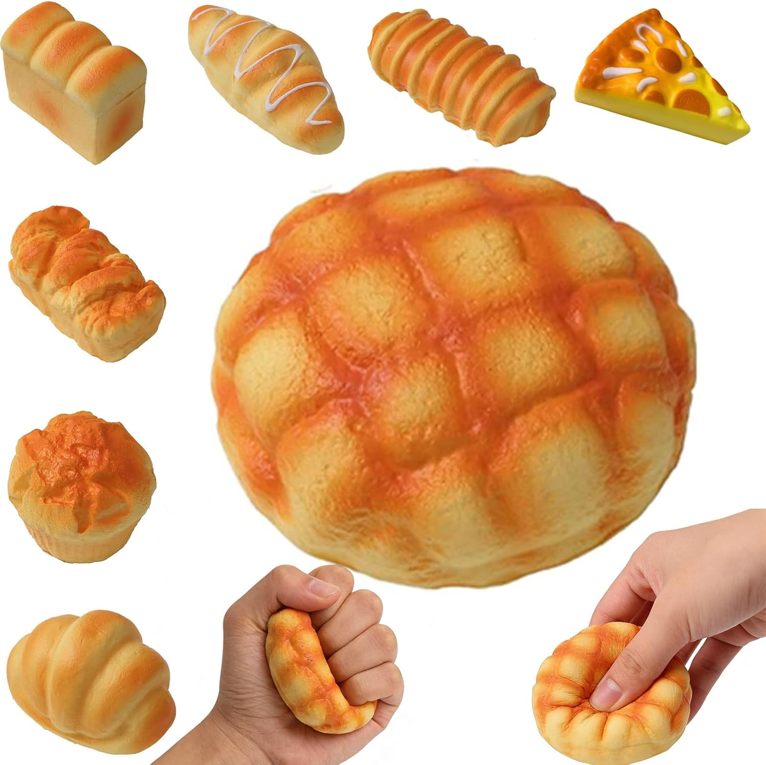 2026 New Slow Rising Squishy Bread Squeeze Toy Fidget Sensory Toy Soft & Stretchy Fidget Toys for Anxiety Relief Party Favors (Toast)