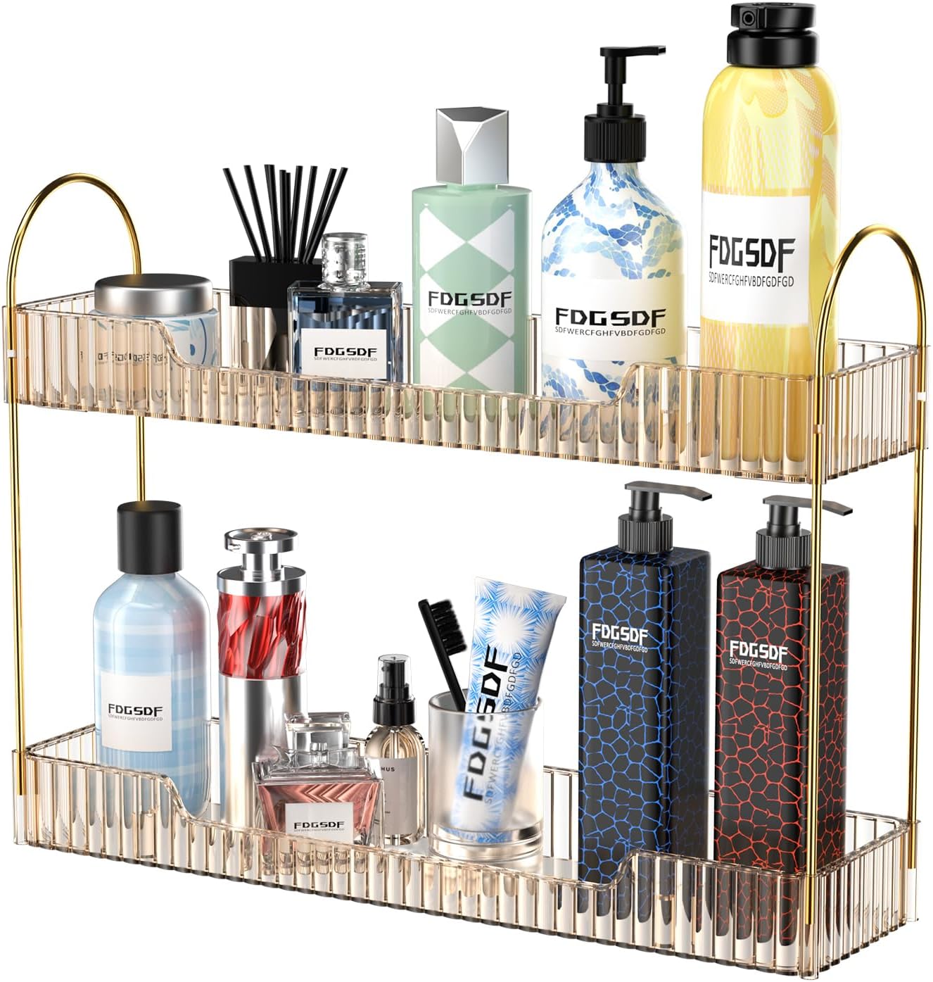 GTI Narrow Bathroom Organizers and Storage, 2 Tier Rectangle Makeup Counter Organizer, Perfume Cosmetics Skincare Vanity Organizers, Dresser Countertop Organizer for Women (Green)