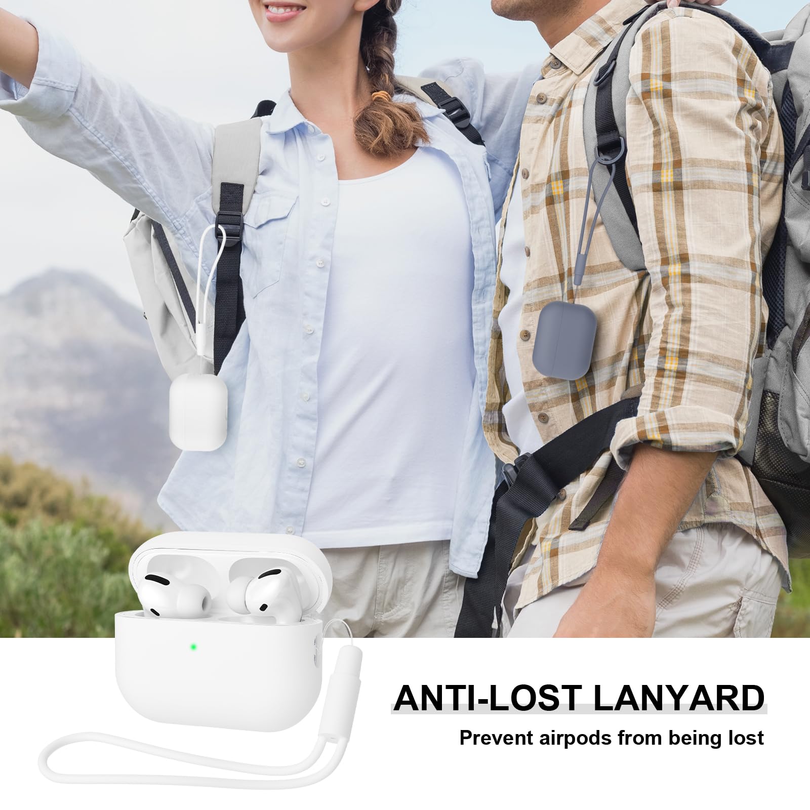 Compatible con Airpods Pro 2 (2022), Anti-rasguños Ultradelgada Fundas Protectora de Silicona para AirPods Pro 2.ª Generación, LED Visible Frontal (Blanco) — view 8