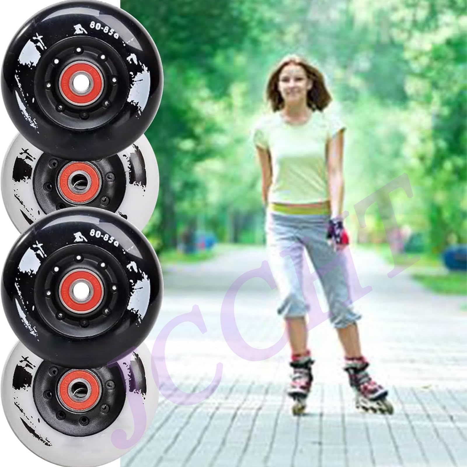 Roues de Roller 85A avec roulements ABEC-7 72 mm, 76 mm et 80 mm pour Patins de Roller Hockey