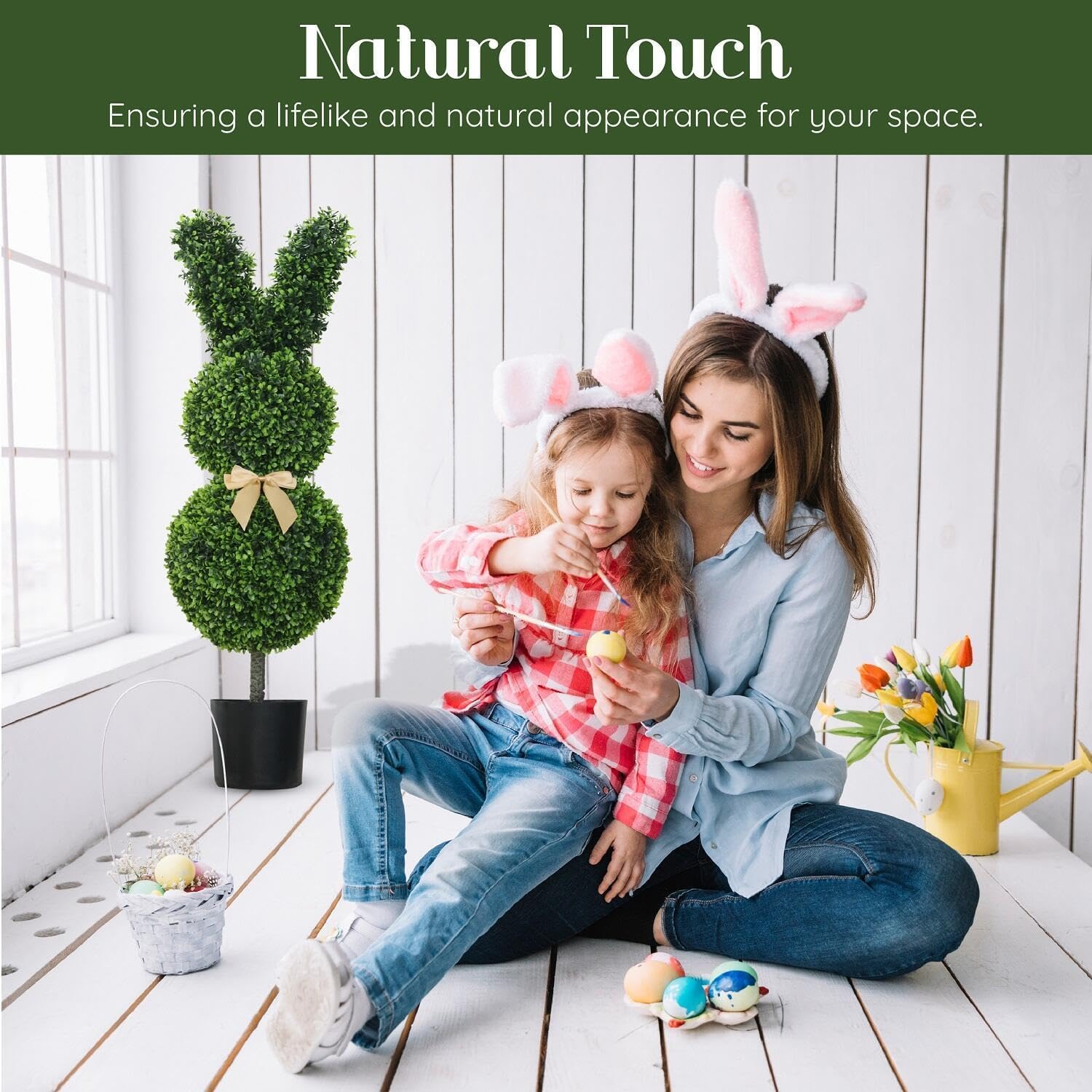 Topiario de conejo para exteriores, árbol topiario artificial verde en forma de conejo, plantas de arbusto de boj sintético, planta topiaria de boj de conejo de Pascua para decoración de porche en