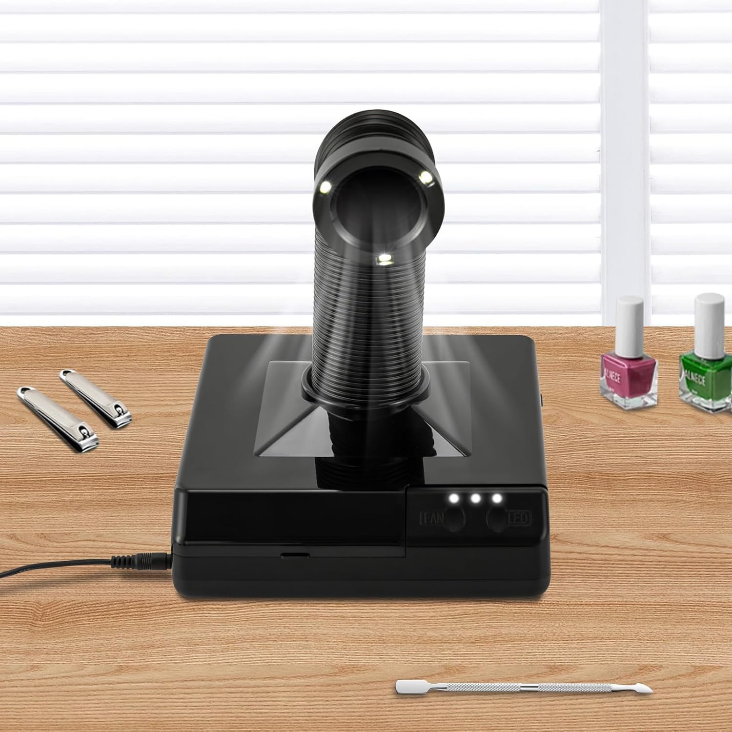 Nail Dust Collector, 2 in 1 Powerful Mini DesktopVacuum Cleaner, Dental Polishing Dust Collector, DustSuction Machine with Large Caliber Vacuum CleanerHose for Dental Lab Nail Salon (Black)