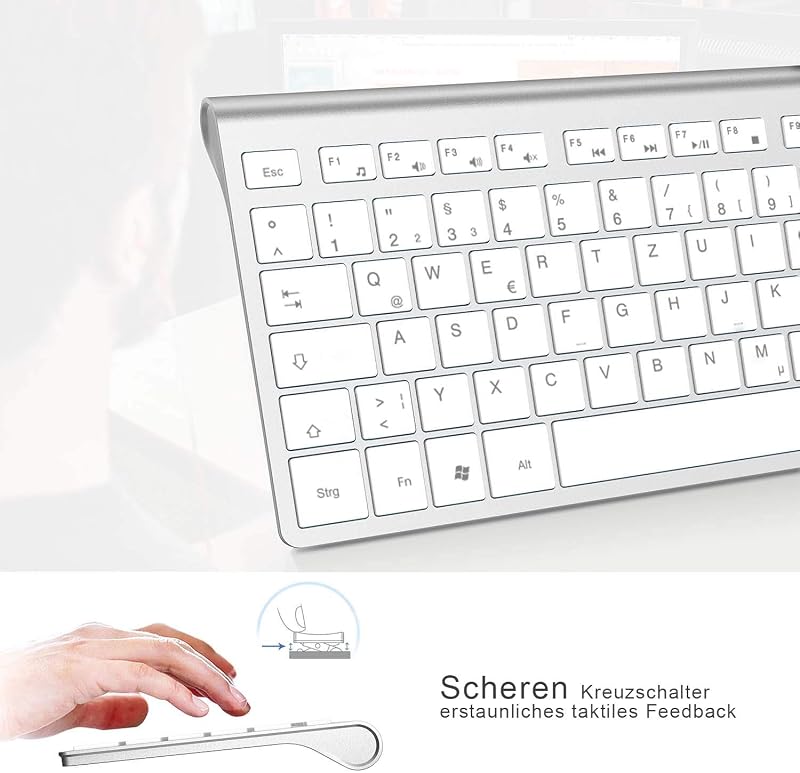 JOYACCESS Vezeték Nélküli Billentyűzet Egér Szett, 500 mAh Újratölthető Akkumulátor, 2.4G Ultravékony Numerikus Billentyűzet PC Laptop