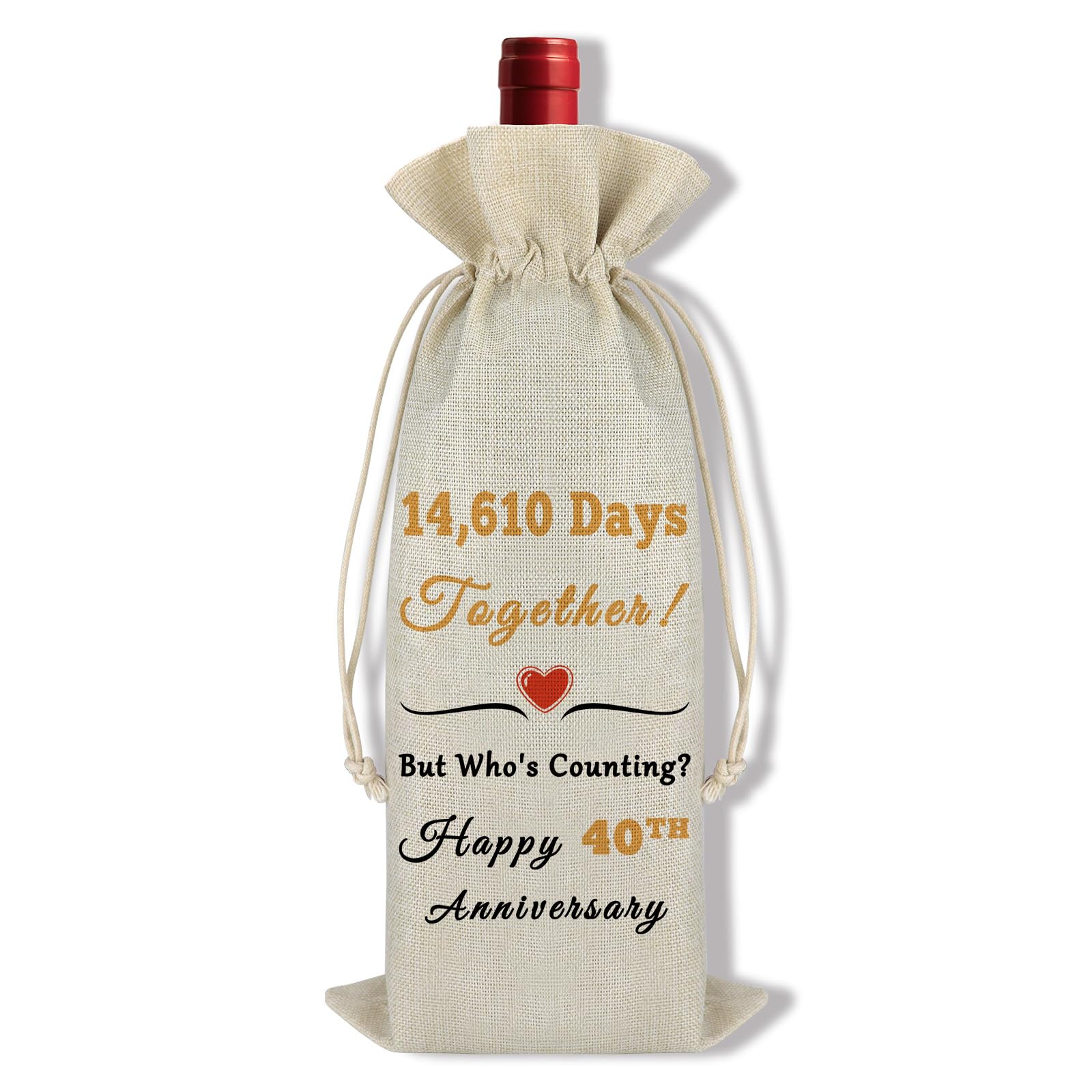 40th Anniversary Wine Bag Gifts for Him Her Husband Wife Friends 40 Years Wedding Anniversary Wine Bottle Bag Gifts for Couples Parents Happy 40th Anniversaries Decorations