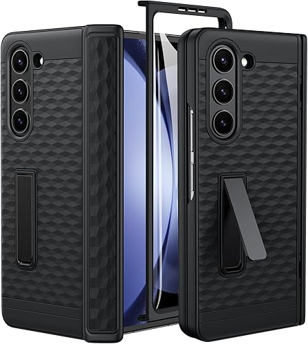 NULETO Funda para Samsung Galaxy Z Fold 5 diseño ergonómico 3D con función atril y protección de bisagra, carga inalámbrica Z Fold 5 con soporte