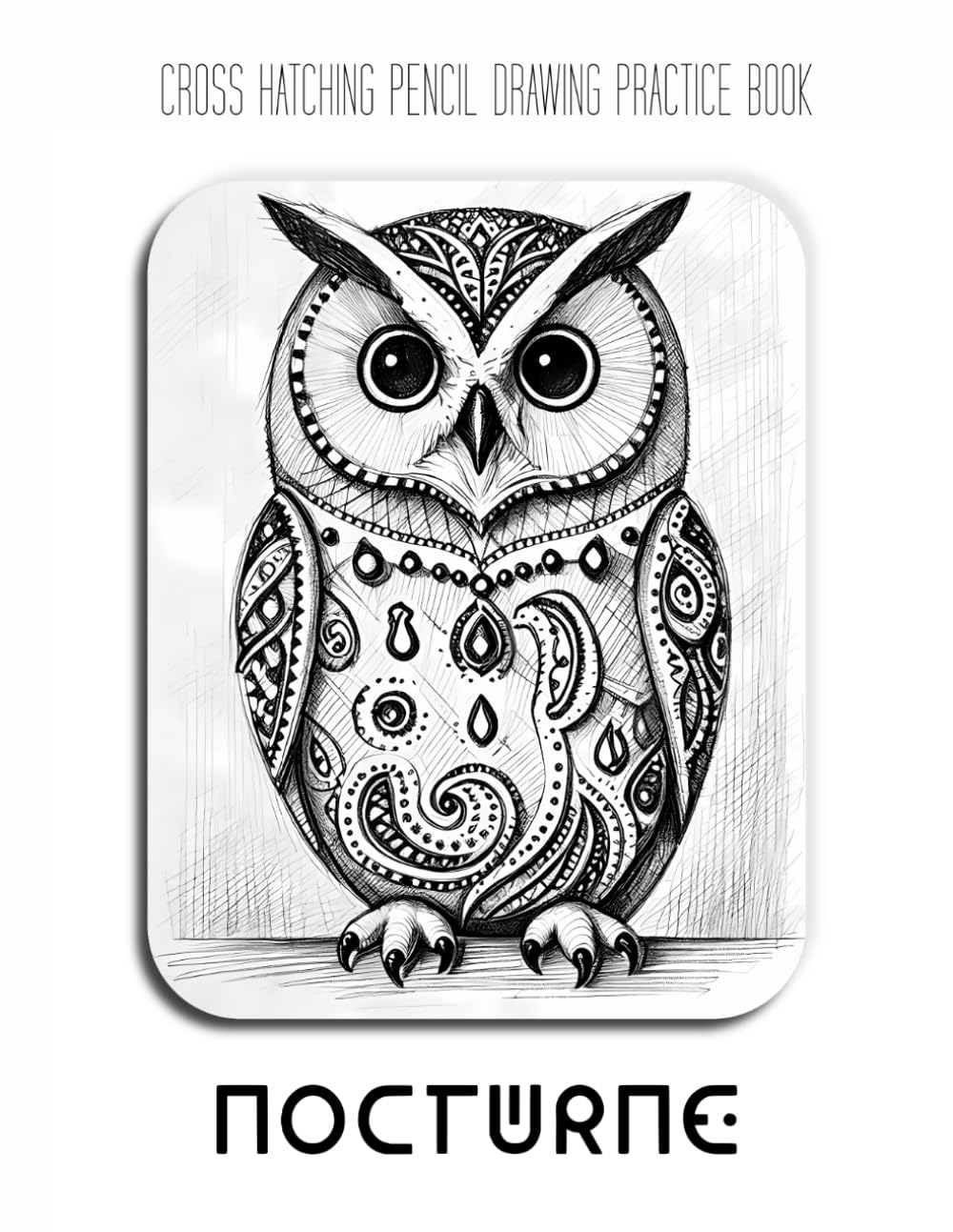 Cross Hatching Pencil Drawing Practice Book - Nocturne: A Cross-Hatching Journey into the Majestic World of Owls and Textural Detail