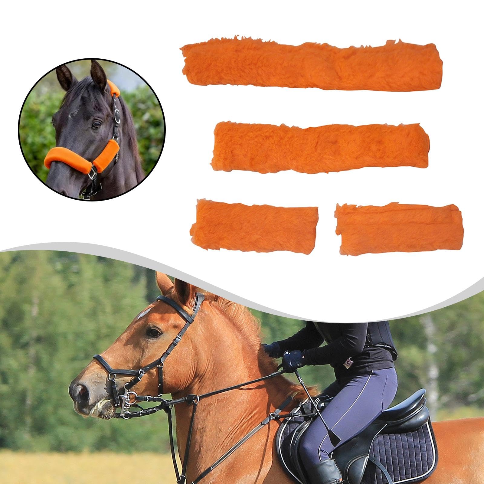 Caballo Juego de Cubiertas para de Halter Protector Tubo Almohadillado Fundas Nariz Accesorios de Entrenamiento en Felpa Adecuado para Competen