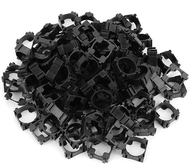 100 Pcs Li-ion Battery Holder Stand Plastic Mental Mini Cylindrical Battery Pack Bracket Lithium Cell Battery Holder for 18650 Li-ion Battery