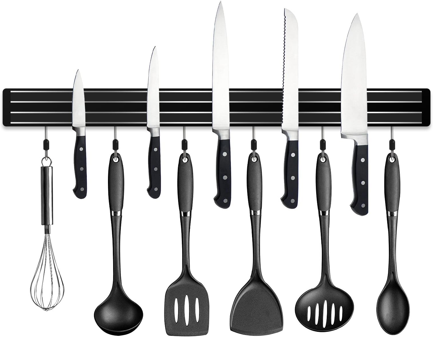 EASTVALLEY Powerful Magnetic Knife Strip or Magnetic Knife Holder Kitchen Wall Mount Rack for Knives,Garage & Workshop Tools Wall Rack: Includes Removable Hooks（24 Inch）