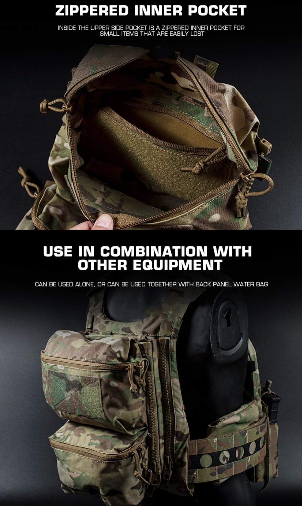 Peminkoo Sac Double Panneau arrière F.CPC V5 de Style F.erro Poches à Usage général Gilet Porte-plaques Accessoires Divers Pochette Airsoft