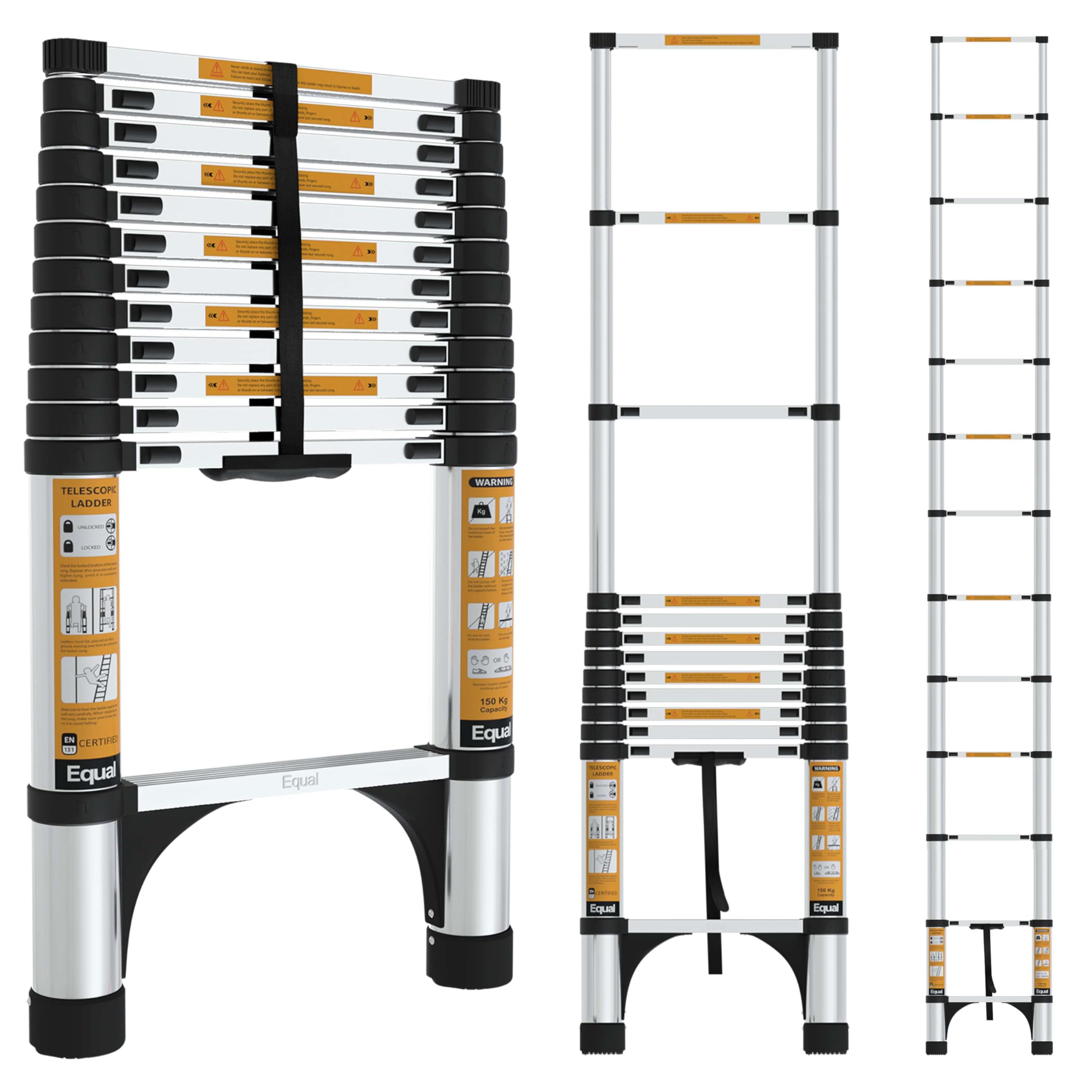 Equal 20.5 FT Portable & Compact Foldable Aluminium Telescopic Ladder | 2 Triangle Stabilizers | EN131 Certified | 2-Year Warranty | Heavy-Duty Ladder for Industrial & Commercial Use (6.2m / 15 Steps) — Amazon image 13