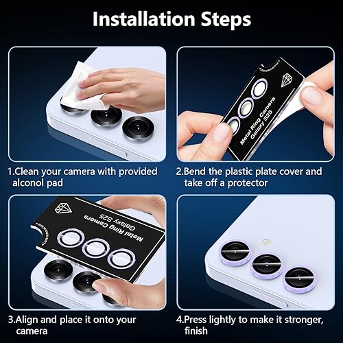 Vista 1137 de para Samsung Galaxy Z Flip 7 Protector de Lente de Cámara, Cubierta de Lente de Vidrio Templado con Anillo de Metal Individual, [Fuerte Adhesión] 1