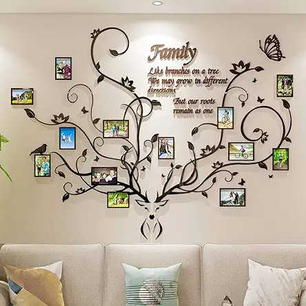 Antlers Family Tree Wall Decor for Living Room,...