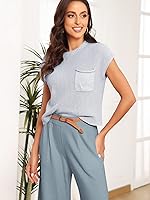 Vista 4 de LILLUSORY Conjuntos de 2 piezas para mujer, conjuntos de descanso de moda, suéter de punto acogedor de manga corta, conjunto de ropa de descanso a