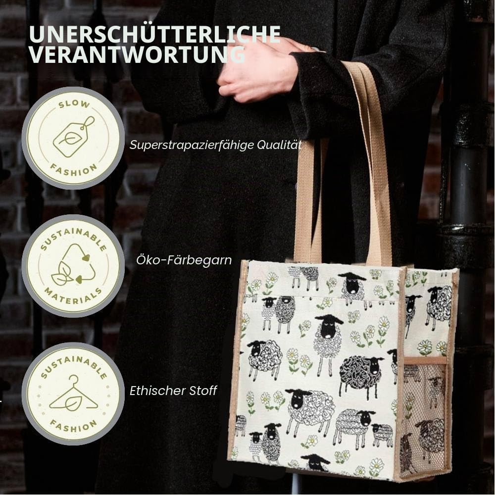 Signare Gobelin Umhängetasche Einkaufstasche für Damen mit Pferd und Schaf