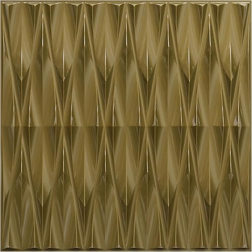 STICKGOO Paneles de pared 3D dorados para despegar y pegar, 19.7 x 19.7 pulgadas, paneles de pared de PVC con diseño ondulado, paneles de pared 3D
