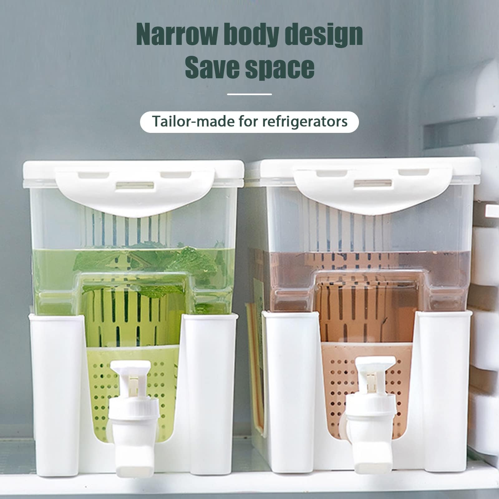Dispensador de bebidas de plástico con espiga, dispensador de bebidas frías de 3,5 L con infusor de frutas para fiestas, nevera, uso diario