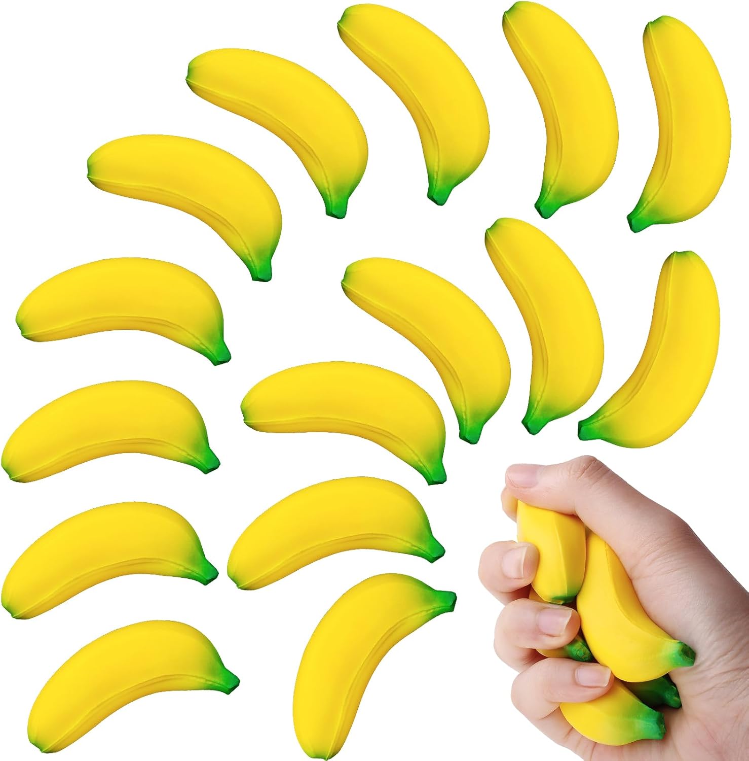 15 Pcs Banana Toys Party Favors,Bananas Stretchy Toys PU Relief Stress Squeeze Balls,Banana Toy for Relief Birthday Decoration Party Supplies (2.36 Inch)