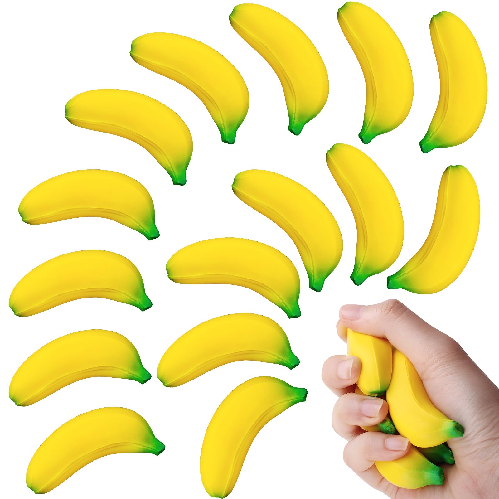 SALACOOL 15 Pcs Banana Toys Party Favors,Bananas Stretchy Toys PU Relief Stress Squeeze Balls,Banana Toy for Relief Birthday Decoration Party Supplies