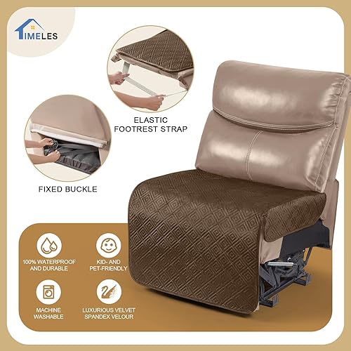 Miniatura 5 de Timeles Funda de asiento reclinable de terciopelo impermeable para silla sin brazos sin respaldo, gruesa, suave, lavable