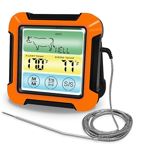 Review Digital Meat Thermometer for Grilling, Oven Safe Meat Thermometer with Long Probe, Backlight, Kitchen Timer,Touch Screen Cooking Thermometer for Oven, BBQ, Grilling Review Digital Meat Thermometer for Grilling, Oven Safe Meat Thermometer with Long Probe, Backlight, Kitchen Timer,Touch Screen Cooking Thermometer for Oven, BBQ, Grilling